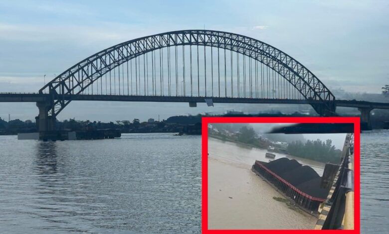 Kondisi Jembatan Mahulu yang berulang kali ditabrak kapal tongkang