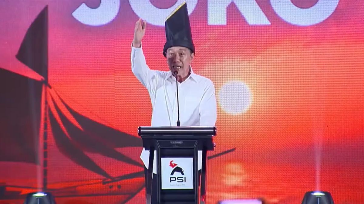 Presiden ke-7 Republik Indonesia Joko Widodo (Jokowi) hadiri penutupan Rapat Kerja Nasional (Rakernas) perdana Partai Solidaritas Indonesia (PSI).
