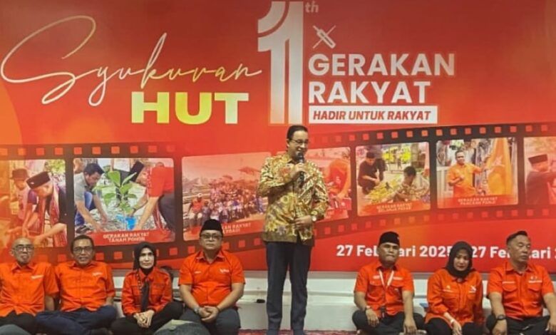 Anies Baswedan di Markas Ormas Gerakan Rakyat, Jalan Ampera, Jakarta Selatan, Jumat (27/2/2026).