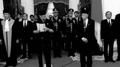 Presiden Soeharto saat menyampaikan pidato