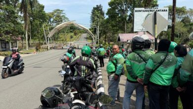 Protes ojek online di kawasan PC milik PT Pupuk Kalimantan Timur