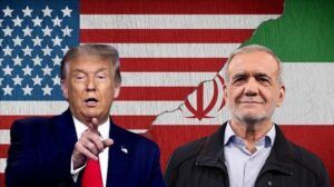 Presiden Amerika Serikat Donald Trump dan Presiden Iran Masoud Pezeshkian