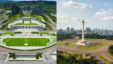 Kolase foto IKN dan Jakarta