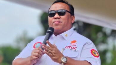 Ketua Konfederasi Serikat Pekerja Seluruh Indonesia (KSPSI) Andi Gani Nena Wea