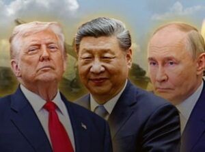 Presiden Amerika Serikat Donald Trump, Presiden China Xi Jinping, dan Presiden Rusia Vladimir Putin