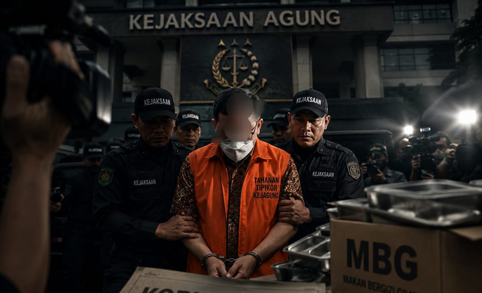Ilustrasi penangkapan tersangka koruptor kasus Makan Bergizi Gratis (MBG).