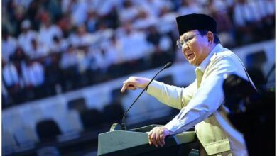 Prabowo saat pidato di acara Puncak Perayaan Hari Koperasi Nasional Ke-79 Tahun 2026 di Indonesia Arena, Gelora Bung Karno, Jakarta, Minggu (12/7/2026).