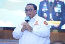 Presiden Konfederasi Serikat Pekerja Seluruh Indonesia (KSPSI) Andi Gani Nena Wea
