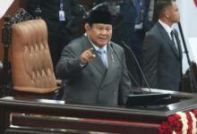 Presiden Prabowo Subianto pidato dalam Sidang Tahunan MPR dan Sidang Bersama DPR dan DPD di Kompleks Parlemen, Jakarta, Jumat (14/8).
