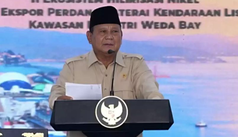 Presiden Republik Indonesia Prabowo Subianto meluncurkan ekspor perdana baterai kendaraan listrik sekaligus 11 proyek hilirisasi