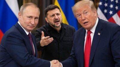 Presiden AS Donald Trump, Presiden Rusia Vladimir Putin, dan Presiden Ukraina Volodymyr Zelensky