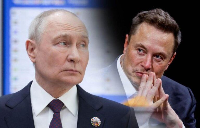 Presiden Rusia Vladimir Putin dan Elon Musk