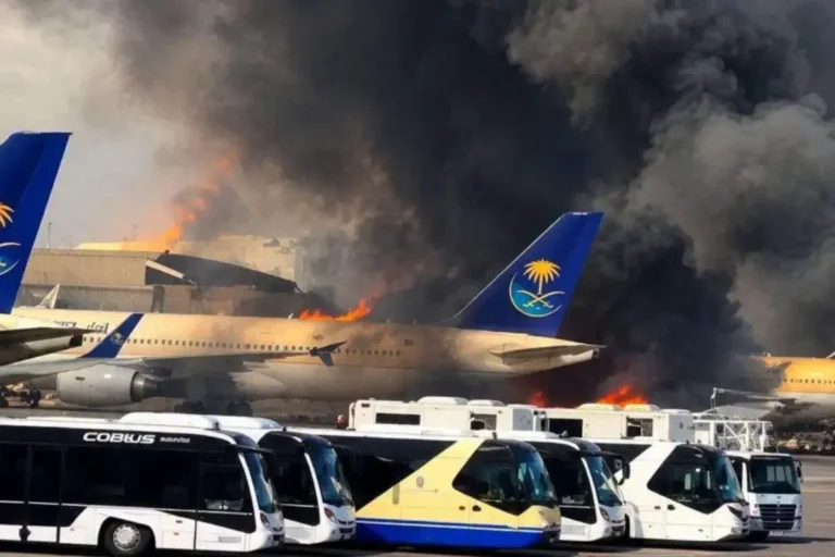 Serangan rudal terhadap Bandara Internasional King Khalid di Riyadh, Arab Saudi, pada Sabtu (10/10).